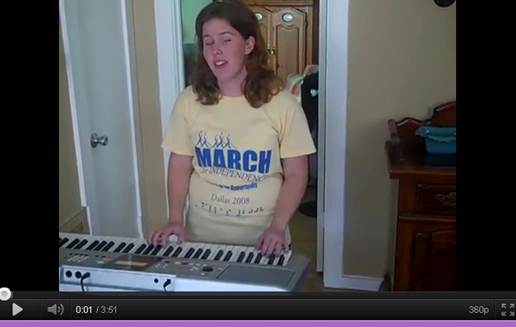 high school student singing and playing the piano